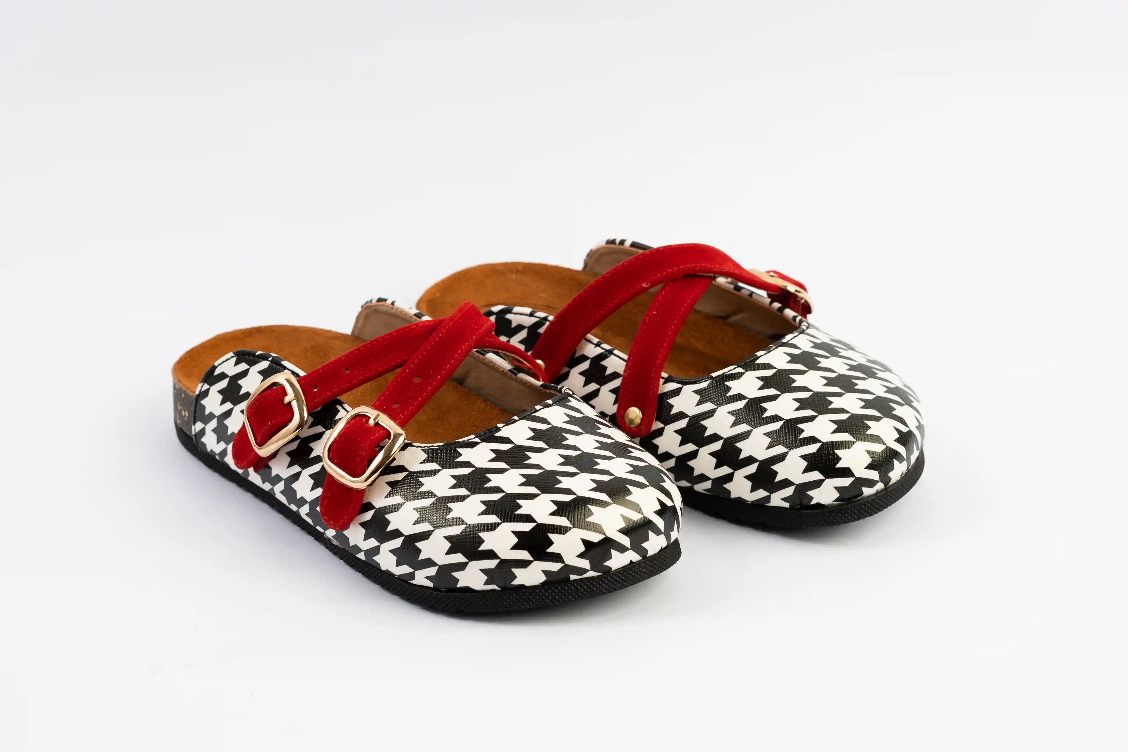 Kids Mary Slippers-Red Check