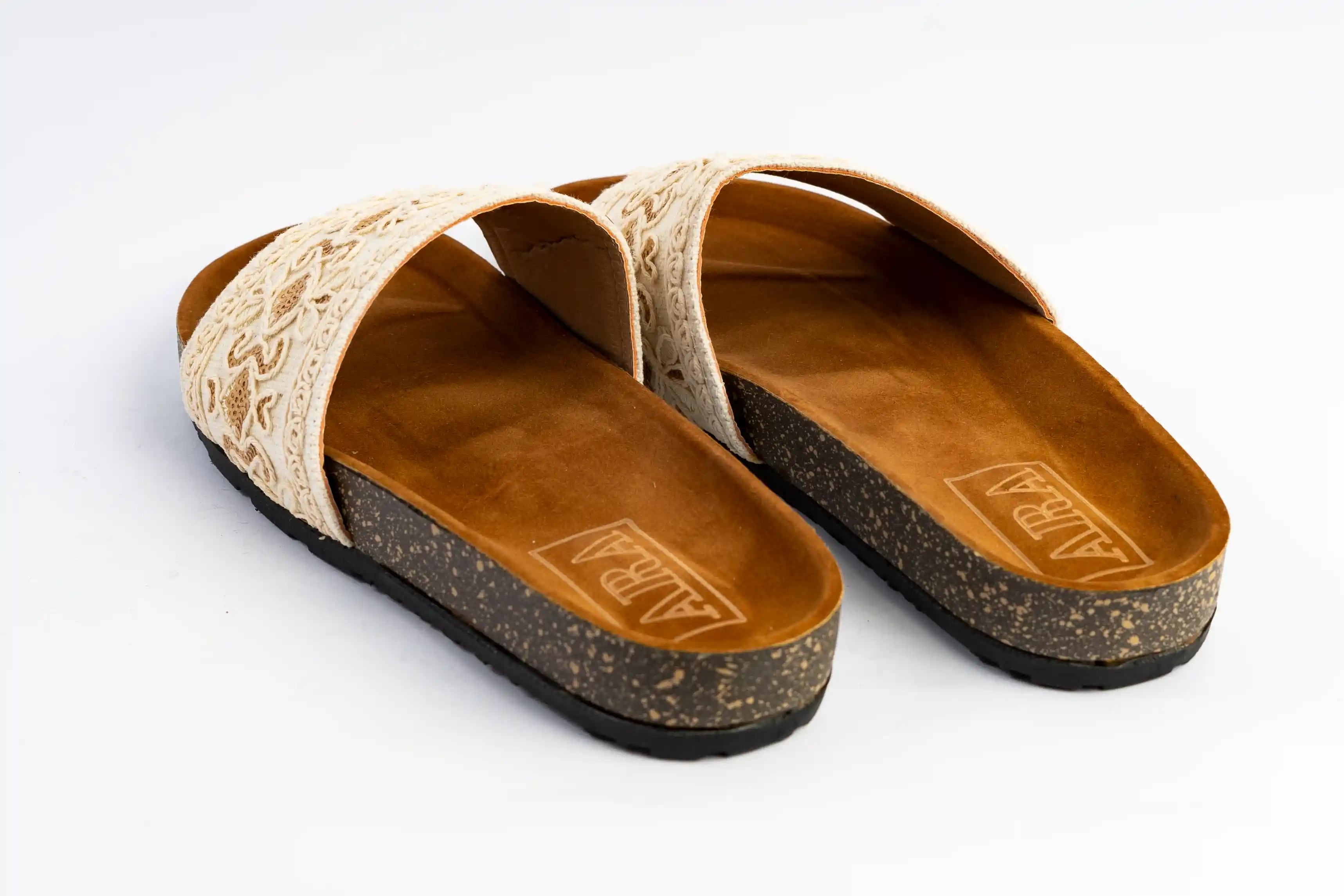 Slipper-Cream Embroidery